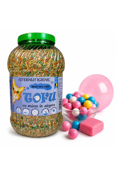 Vitamix Tofu ecoMiau – Asternut biodegradabil si pentru pisici, Bubble gum, 8...
