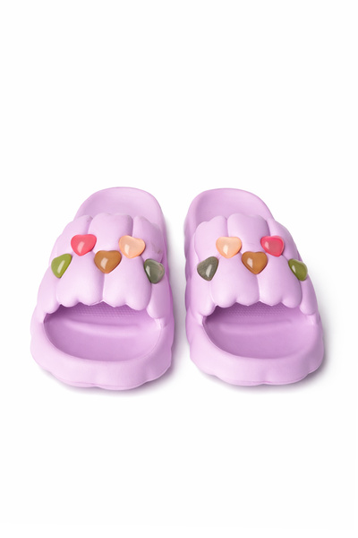 Ecrou Heart Accessory Slippers Lilac