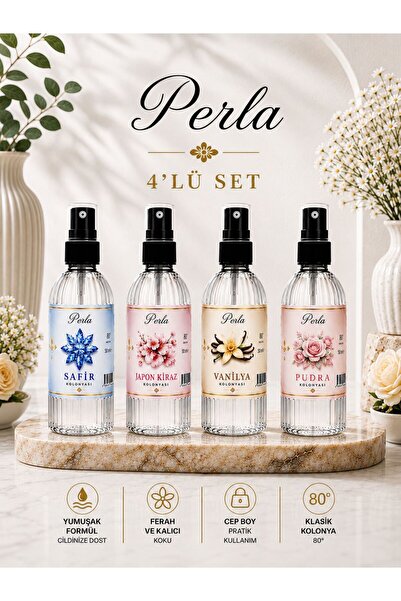 ALİYAMİS 4'lü Kolonya 50 Ml Safir-Japon Kirazı-Vanilya-Pudra Ekonomik Set Cep...