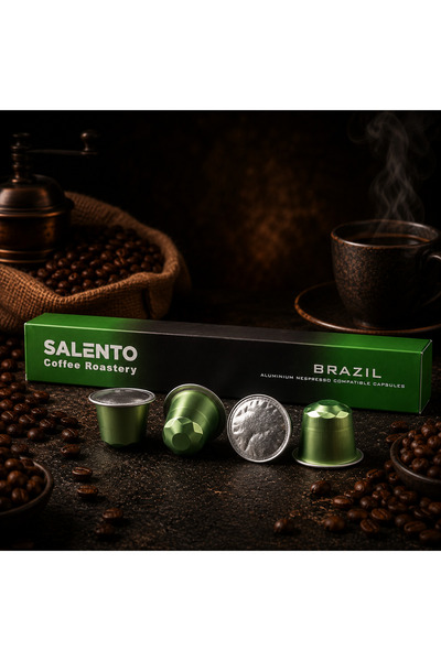 SALENTO Brazilian Coffee Capsules 50g – 10 Aluminium Capsules Compatible with...