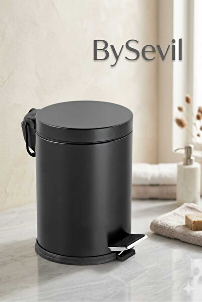 BySevil Elegant 3 Litre Siyah / Kırmızı Pedallı Çöp Kovası / Tuvalet Mutfak B...