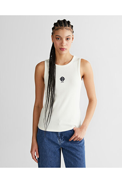 Gant Kadın Beyaz Bisiklet Yaka Regular Fit T-Shirt