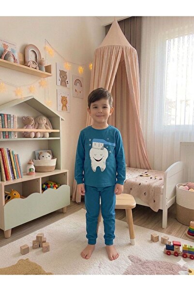 elmas kids Σετ πιτζάμες για αγόρια, 100% βαμβακερό, πράσινο βενζινοπράσινο, μ...