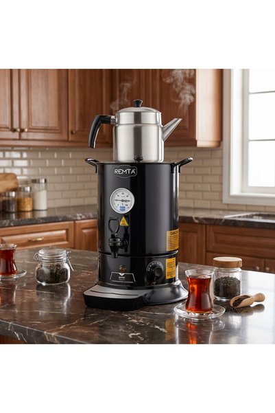 Remta Tek Demlikli Elite Çay Makinesi 10 lt Siyah (Demlik Dahil) - EL12