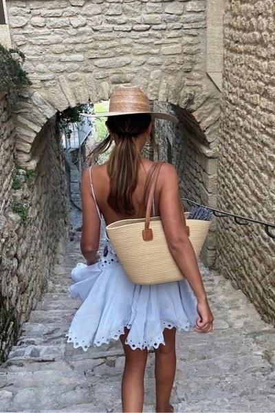keisy Kadın Deri İpli Premium Hasır Çanta