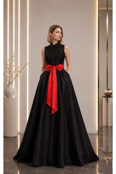 SERAVENZA COUTURE Maxi Boy Çift Renkli Önü Gizli Patlı Seyyar Kuşaklı Şık Dav...
