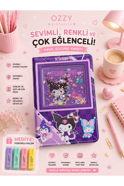 Nisankids دفتر ملاحظات مخطط باللون الأرجواني من كورومي - 160 صفحة. هدية قلم ت...