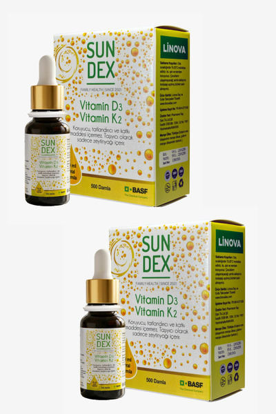 Sun Dex Family Health Since 2021 2'li Paket Vitamin D3 K2 20 Ml 500 Damla
