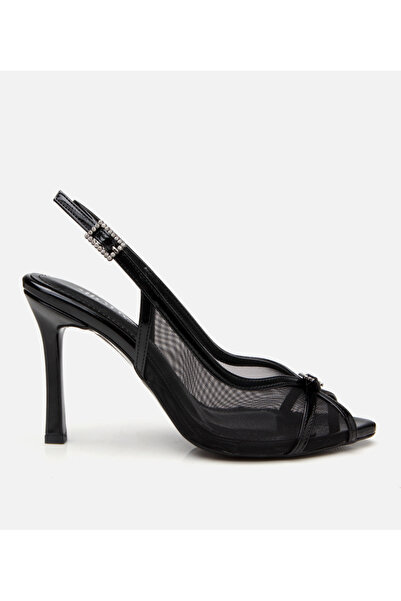 Hotiç Women's Black Transparent Detailed Heeled Sandals