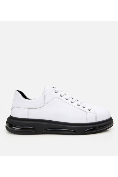 Hotiç Men's Leather White Light Sole Sports Shoes