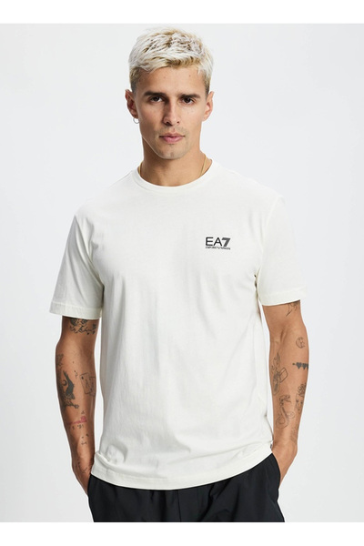 EA7 Erkek Ea7 Bisiklet Yaka T-Shirt - Beyaz