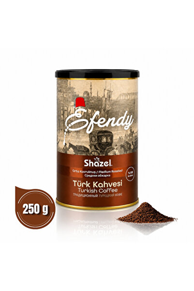 Shazel Efendy Türk Kahvesi | Silindir Teneke Kutu 250gr | Geleneksel Orta Kav...