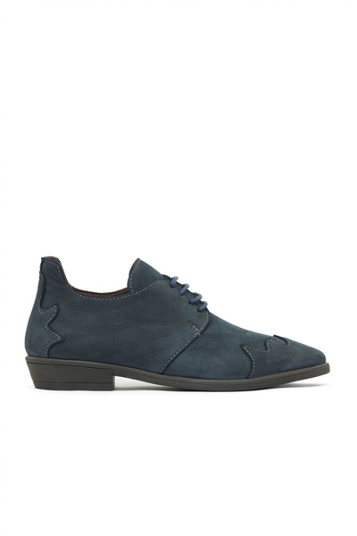 Bueno Shoes Cizme plate de damă din nubuc bleumarin 01wd3603