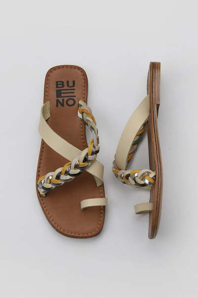 Bueno Shoes Șlapi de damă din piele multicoloră galbenă 01wu3419