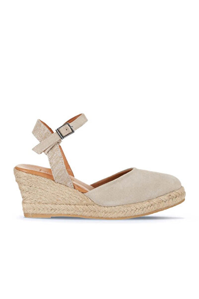 Bueno Shoes Sandale cu toc pentru femei din piele intoarsa bej 14ws7205