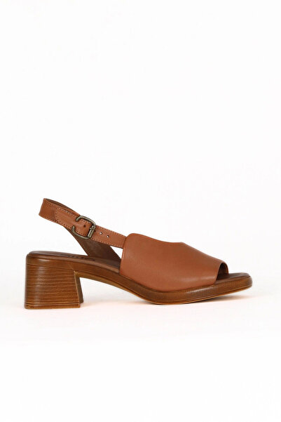 Bueno Shoes Sandale cu toc pentru femei din piele închisă la culoare maro 01w...
