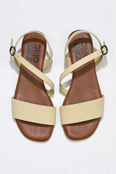 Bueno Shoes Κίτρινα Δερμάτινα Γυναικεία Σανδάλια 01ws6012