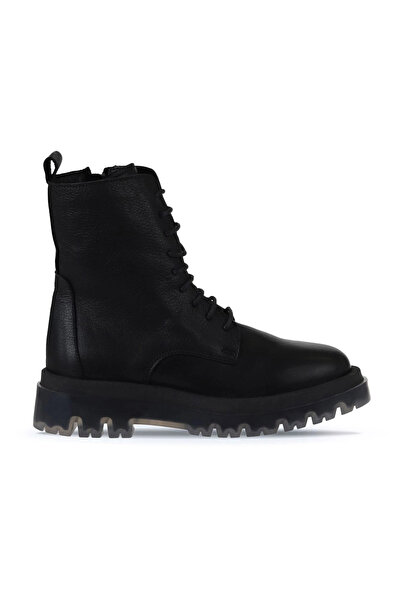 Bueno Shoes Cizme plate de damă din piele neagră 01wv1500