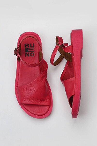 Bueno Shoes Sandale plate de damă din piele fucsia 01wy2901