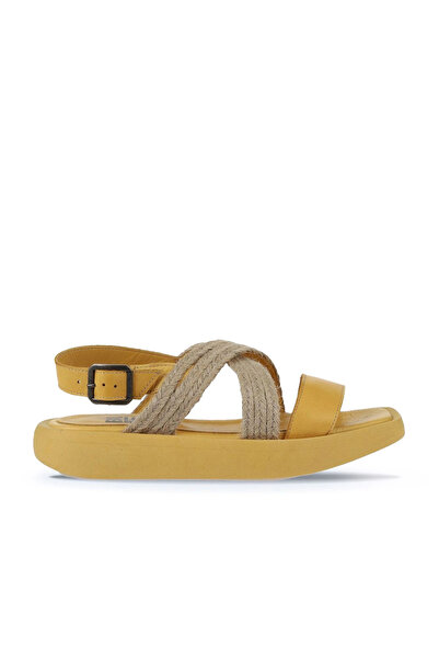 Bueno Shoes صندل نسائي من الجلد الأصفر 01wy1011