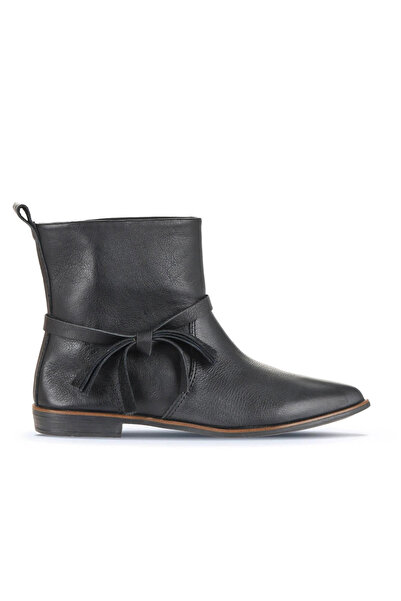 Bueno Shoes Cizme plate de damă din piele neagră 01wd3714