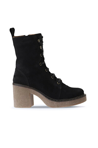 Bueno Shoes Cizme cu toc pentru femei din piele intoarsa neagra 01wt2905