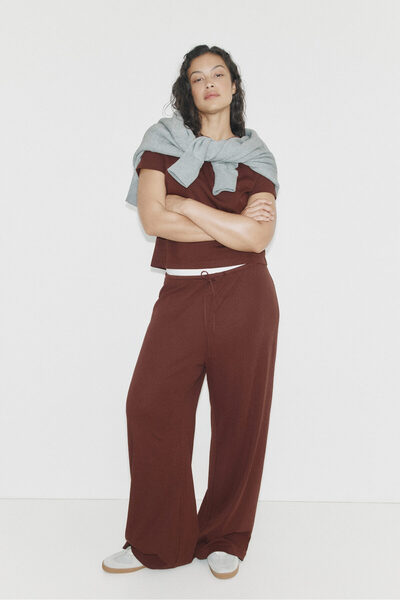 H&M Ribanalı ve Büzgü Bağlı Pantolon