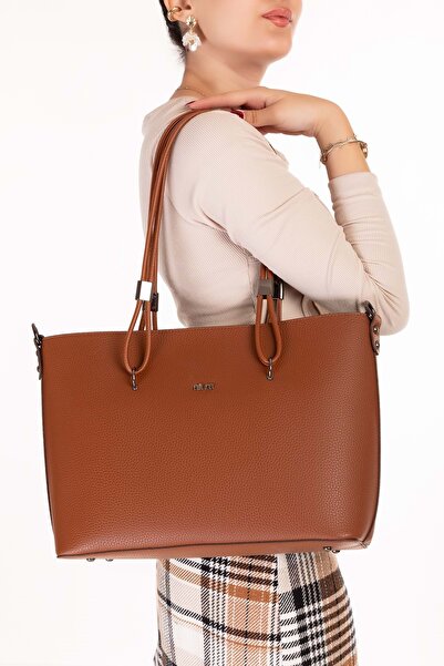 Gondol Women's Double Compartment Hand and Shoulder Bag Ald.6753 Tan