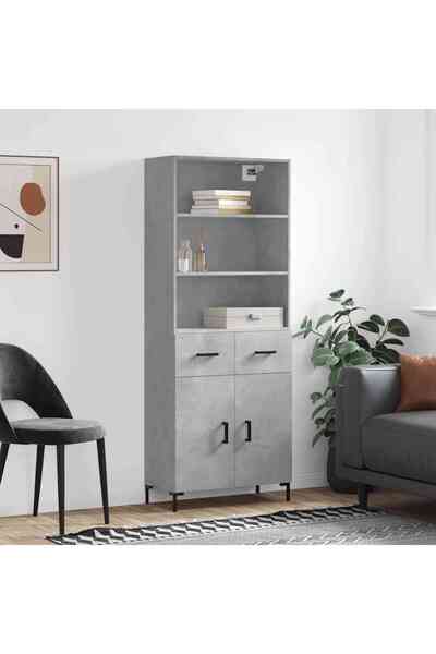 Concept Dulap înalt, gri beton, 69,5x34x180, lemn compozit