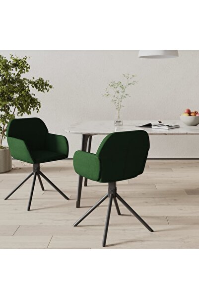 Concept Scaune de bucătărie pivotante, 2 buc., verde închis, catifea