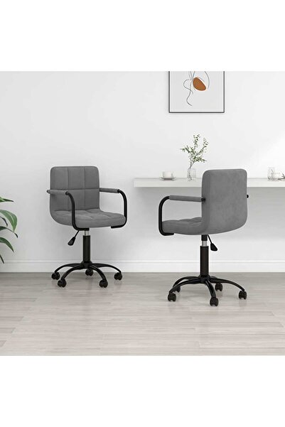Concept Scaune de bucătărie pivotante, 2 buc, gri închis, catifea