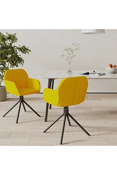 Concept Scaune de bucătărie pivotante, 2 buc., galben, catifea