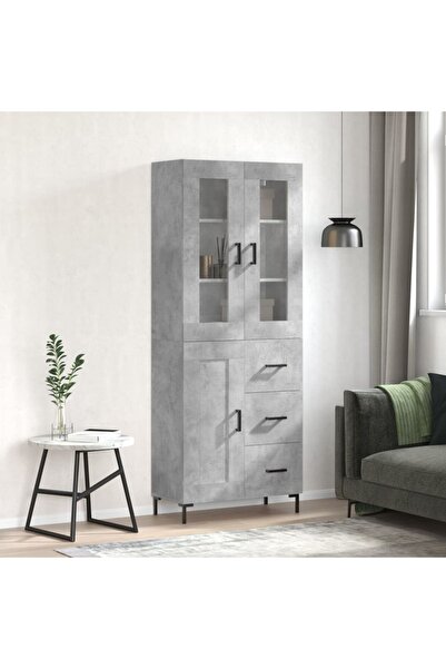Concept Dulap înalt, gri beton, 69,5x34x180, lemn compozit