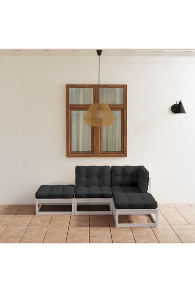Concept Set mobilier de grădină cu perne, 4 piese, lemn masiv de pin