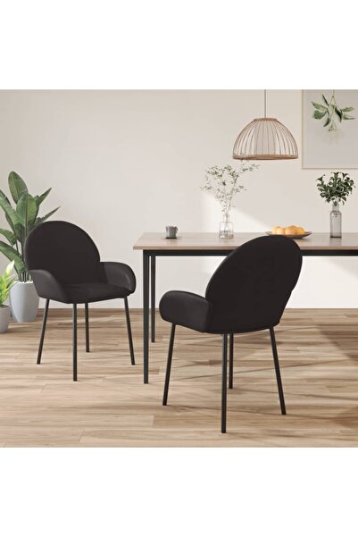 Concept Scaune de bucătărie, 2 buc., negru, piele ecologică