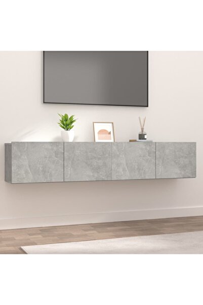 Concept Comode TV, 2 buc., gri beton, 80x30x30 cm, lemn compozit