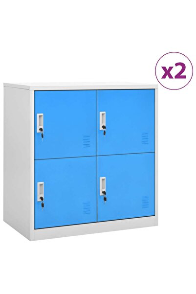 Concept Dulapuri vestiar 2 buc. gri deschis/albastru 90x45x92,5 cm oțel