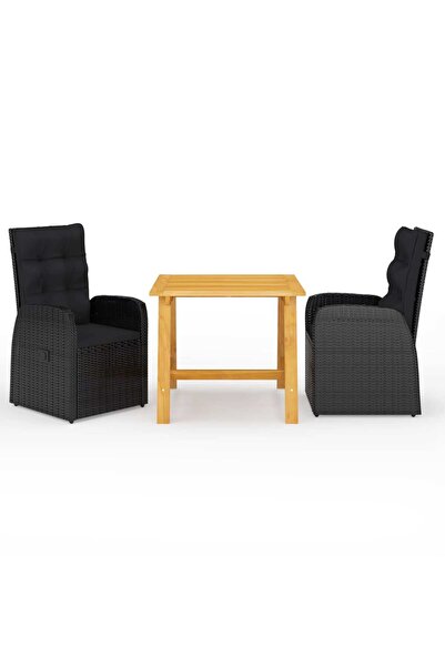 Concept Set de masă pentru grădină, 3 piese, negru
