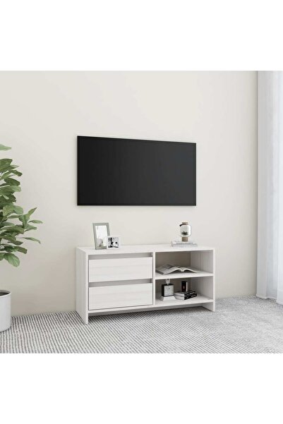 Concept Comodă TV, alb, 80x31x39 cm, lemn masiv de pin