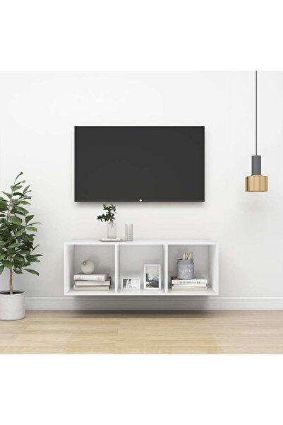 Concept Dulap TV montat pe perete, alb, 37x37x107 cm, PAL