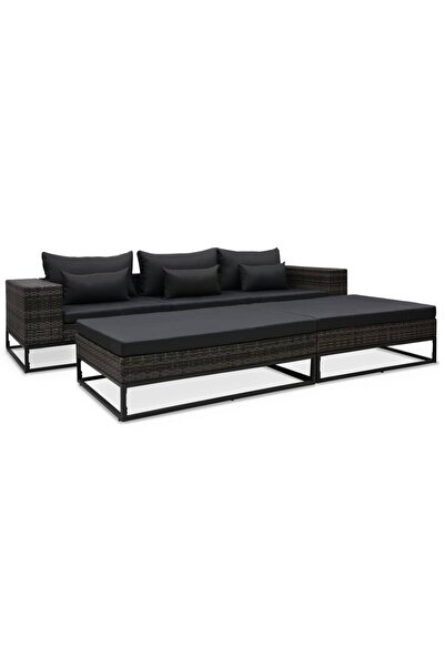 Concept Set canapele de grădină cu perne, 5 piese, gri, poliratan