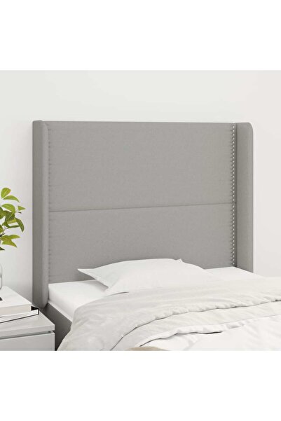 Concept Tăblie de pat cu aripioare gri deschis 103x16x118/128 cm textil