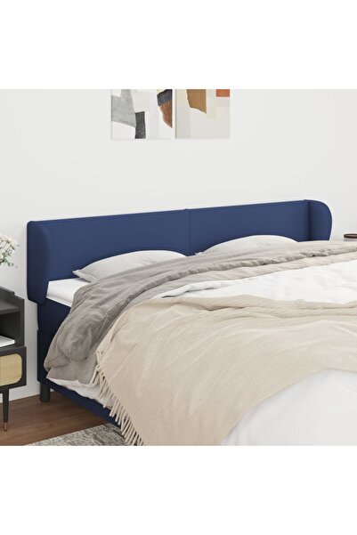 Concept Tăblie de pat cu aripioare, albastru, 183x23x78/88 cm textil