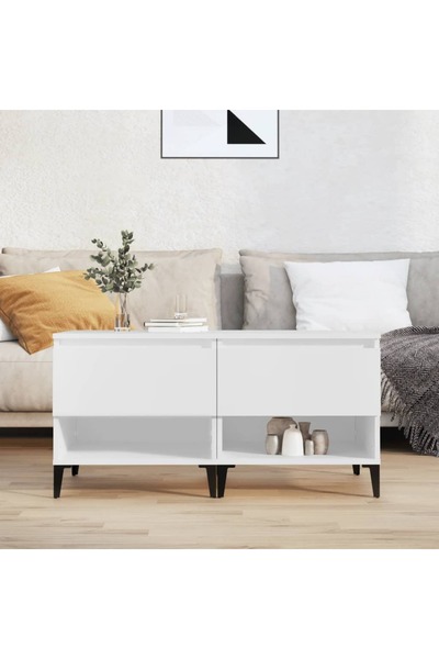 Concept Mese laterale, 2 buc., alb, 50x46x50 cm, lemn compozit