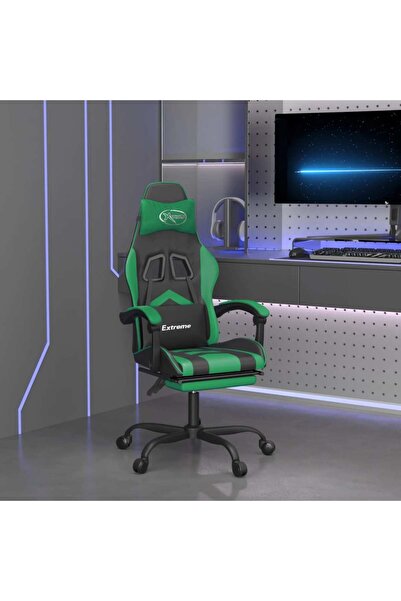 Concept Scaun de gaming cu suport picioare negru/verde, piele ecologică