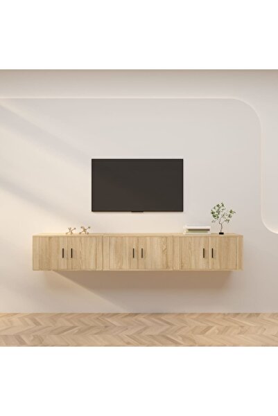 Concept Dulapuri TV montate pe perete 3 buc stejar sonoma 80x34,5x40 cm