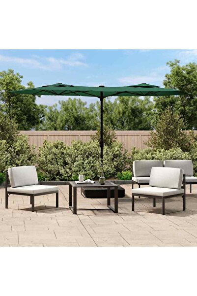 Concept Umbrelă de soare cu două capete cu LED-uri, verde, 316x240 cm