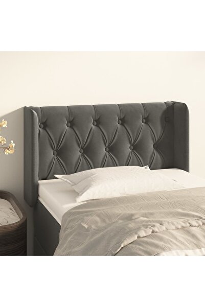 Concept Tăblie de pat cu aripioare gri închis 83x16x78/88 cm catifea
