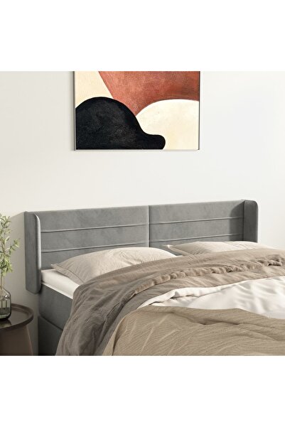 Concept Tăblie de pat cu aripioare gri deschis 147x16x78/88 cm catifea