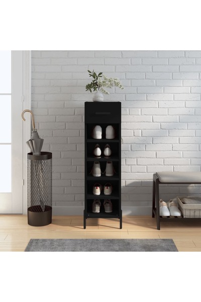 Concept Pantofar, negru, 30x35x105 cm, lemn compozit
